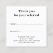 Moderner Eleganter Massagetherapeut Empfehlungskarte (Rückseite)