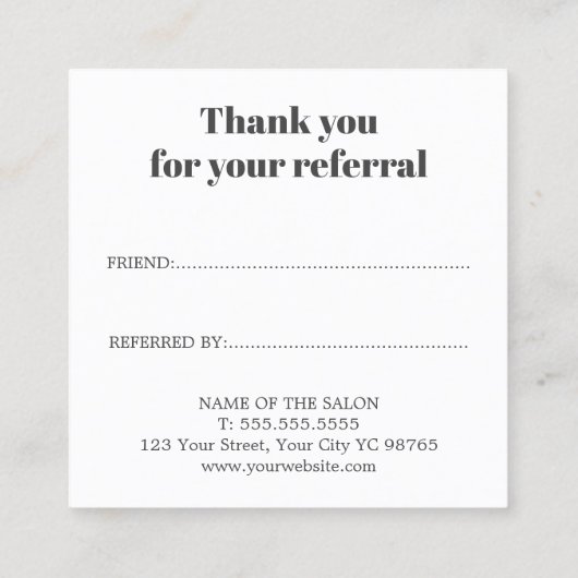 Moderner Eleganter Massagetherapeut Empfehlungskarte (Rückseite)