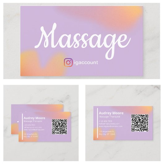 Moderner Eleganter Massagetherapeut QR-Code Visitenkarte