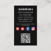 Moderner eleganter minimaler Fotografie qr Code Visitenkarte (Rückseite)