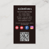 Moderner eleganter minimaler Fotografie qr Code Visitenkarte (Rückseite)