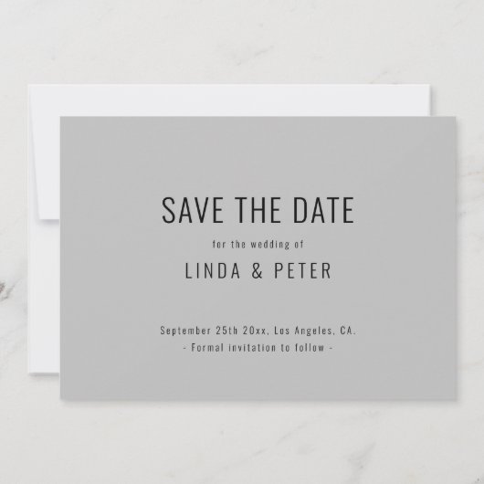 Moderner Eleganter Minimalistischer Stil mit einem Save The Date (Rückseite)