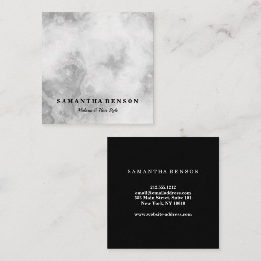 Moderner Eleganter, moderner weißer Marmor Berufli Quadratische Visitenkarte (Vorne/Hinten)