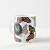 Moderner Eleganter Monarch Butterfly Mit Monogramm Kaffeetasse (Vorderseite Links)