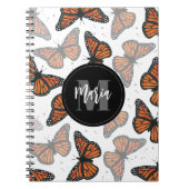 Moderner Eleganter Monarch Butterfly Mit Monogramm Notizblock (Vorderseite)