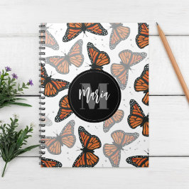 Moderner Eleganter Monarch Butterfly Mit Monogramm Notizblock