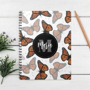 Moderner Eleganter Monarch Butterfly Mit Monogramm Notizblock