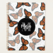 Moderner Eleganter Monarch Butterfly Mit Monogramm Planer (Vorderseite)
