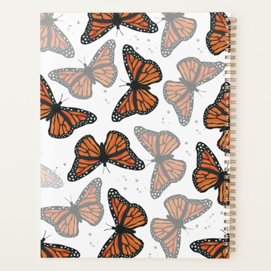 Moderner Eleganter Monarch Butterfly Mit Monogramm Planer (Rückseite)