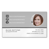 Moderner eleganter Monogram, Grau Weiß schlichter Magnetische Visitenkarte (Vorderseite)