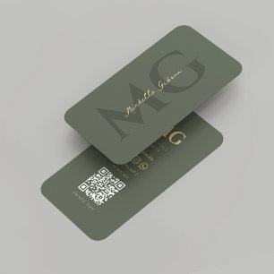 Moderner eleganter Monogram Sage Green Anwalt Visitenkarte
