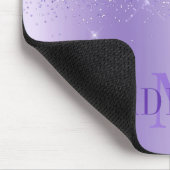Moderner, eleganter Monogramm-Lila Glitzer Mousepad (Ecke)