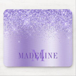 Moderner, eleganter Monogramm-Lila Glitzer Mousepad