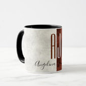 Moderner, eleganter Monogramm-Marmor und Kupferkaf Tasse (Vorderseite Links)