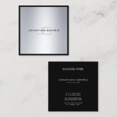 Moderner eleganter Monogrammchic-Silber-Blick Quadratische Visitenkarte (Vorne/Hinten)