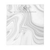 Moderner eleganter Name aus weißem Marmor Notizblock (Vorderseite)