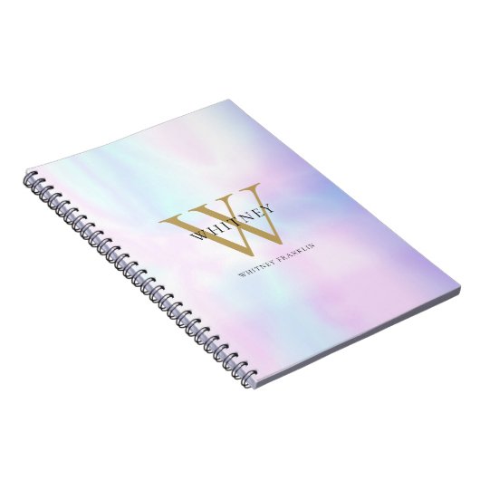 Moderner, eleganter Name der Holographic Gold Mono Notizblock (Rechte Seite)