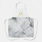 Moderner eleganter Name der Monogram-Reihe White a Schürze (Vorderseite)