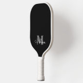 Moderner eleganter Name des Schwarzen Monogramms Pickleball Schläger (Links)
