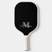 Moderner eleganter Name des Schwarzen Monogramms Pickleball Schläger (Vorderseite)