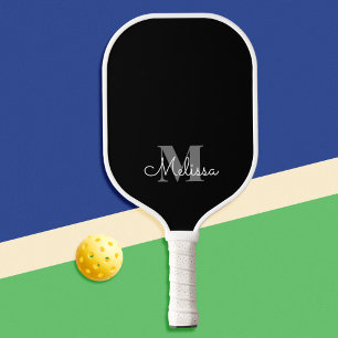 Moderner eleganter Name des Schwarzen Monogramms Pickleball Schläger