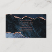 Moderner Eleganter Navy Blue Agate Rose Gold Glitz Visitenkarte (Rückseite)