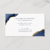 Moderner Eleganter Navy Blue Gold Glitzer Agate Ma Visitenkarte (Rückseite)