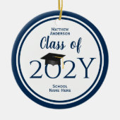 Moderner Eleganter Navy Blue Typografy Abschluss Keramik Ornament (Vorne)