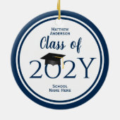 Moderner Eleganter Navy Blue Typografy Abschluss Keramik Ornament (Hinten)