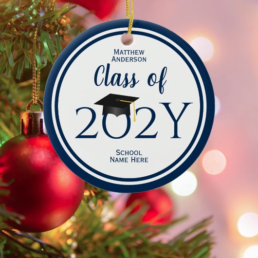 Moderner Eleganter Navy Blue Typografy Abschluss Keramik Ornament