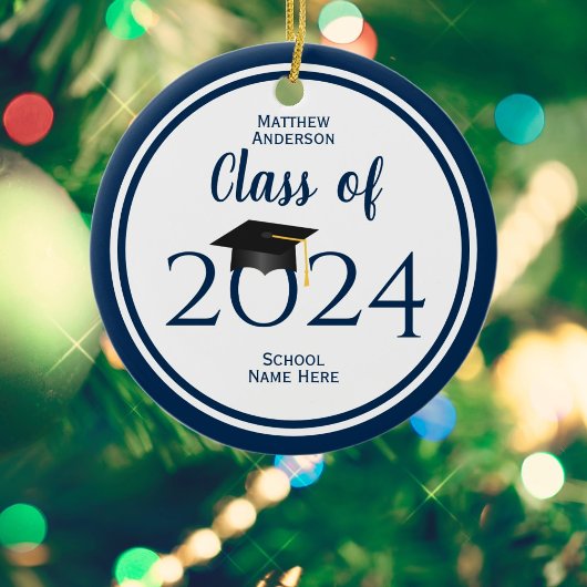 Moderner Eleganter Navy Blue Typografy Abschluss Keramik Ornament