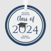 Moderner Eleganter Navy Blue Typografy Abschluss Ornament (Rückseite)