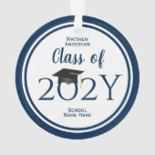 Moderner Eleganter Navy Blue Typografy Abschluss Ornament (Rückseite)