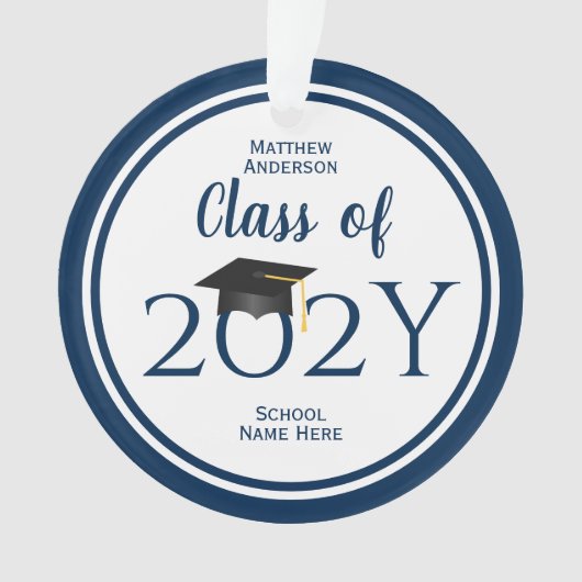 Moderner Eleganter Navy Blue Typografy Abschluss Ornament (Vorderseite)