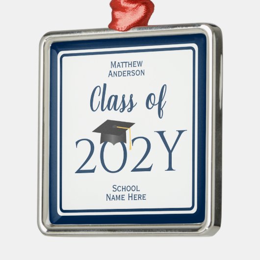 Moderner Eleganter Navy Blue Typografy Abschluss Ornament Aus Metall (Links)