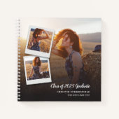 Moderner Eleganter Navy Script Foto Abschluss Gues Notizblock (Vorderseite)