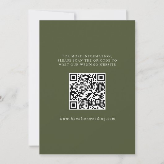 Moderner Eleganter Olive Green 3 Foto QR Code Save The Date (Rückseite)