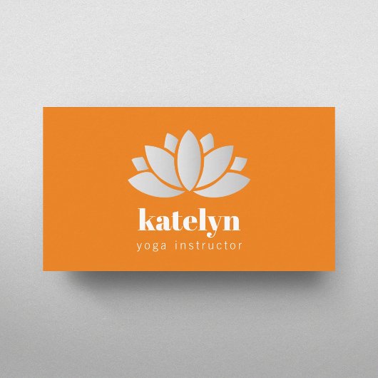 Moderner Eleganter Orange Lotus Icon Yoga Instrukt Visitenkarte