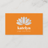 Moderner Eleganter Orange Lotus Icon Yoga Instrukt Visitenkarte (Vorderseite)