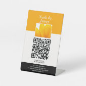 Moderner eleganter Orange White Floral Nail Salon Sockelschild (Vorderseite)