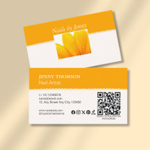 Moderner eleganter Orange White Floral Nail Salon