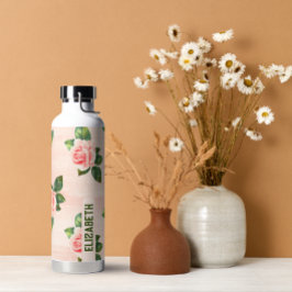 Moderner eleganter Personalisierter Name Rosa Rose Trinkflasche
