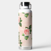 Moderner eleganter Personalisierter Name Rosa Rose Trinkflasche (Rückseite)