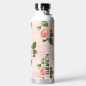 Moderner eleganter Personalisierter Name Rosa Rose Trinkflasche (links)