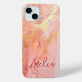 Moderner eleganter Pfirsichgoldmarmorname Personal Case-Mate iPhone Hülle (Rückseite)