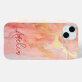 Moderner eleganter Pfirsichgoldmarmorname Personal Case-Mate iPhone Hülle (Rückseite (Horizontal))