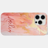 Moderner eleganter Pfirsichgoldmarmorname Personal Case-Mate iPhone Hülle (Rückseite (Horizontal))