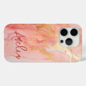 Moderner eleganter Pfirsichgoldmarmorname Personal Case-Mate iPhone Hülle (Rückseite (Horizontal))