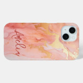 Moderner eleganter Pfirsichgoldmarmorname Personal Case-Mate iPhone Hülle (Rückseite (Horizontal))