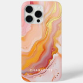 Moderner eleganter Pfirsichgoldmarmorname Personal Case-Mate iPhone Hülle (Rückseite)